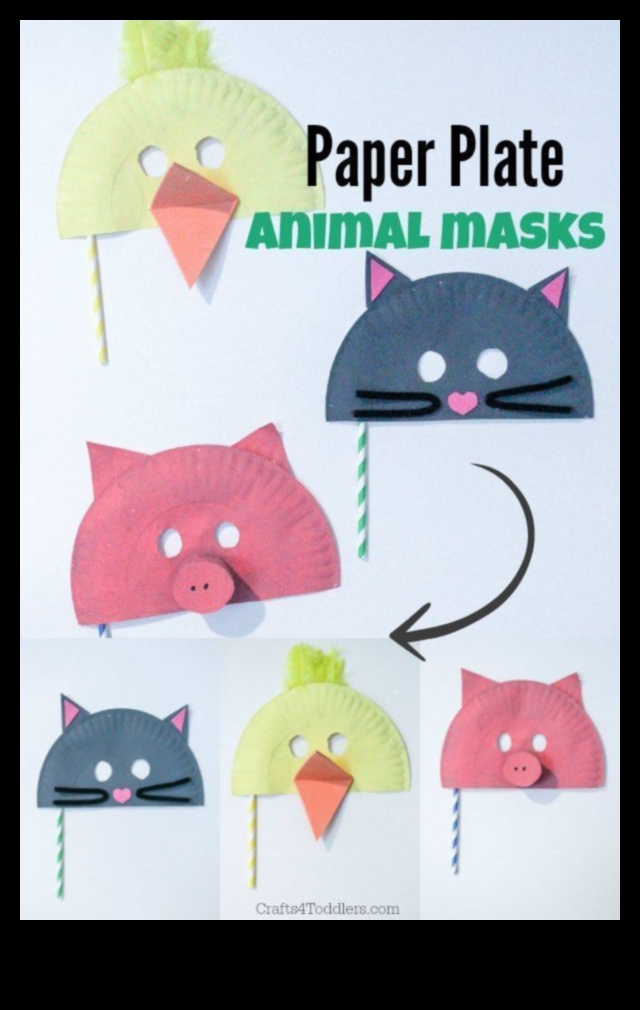 Măști pentru farfurii de hârtie pentru copii DIY: crearea de personaje imaginative