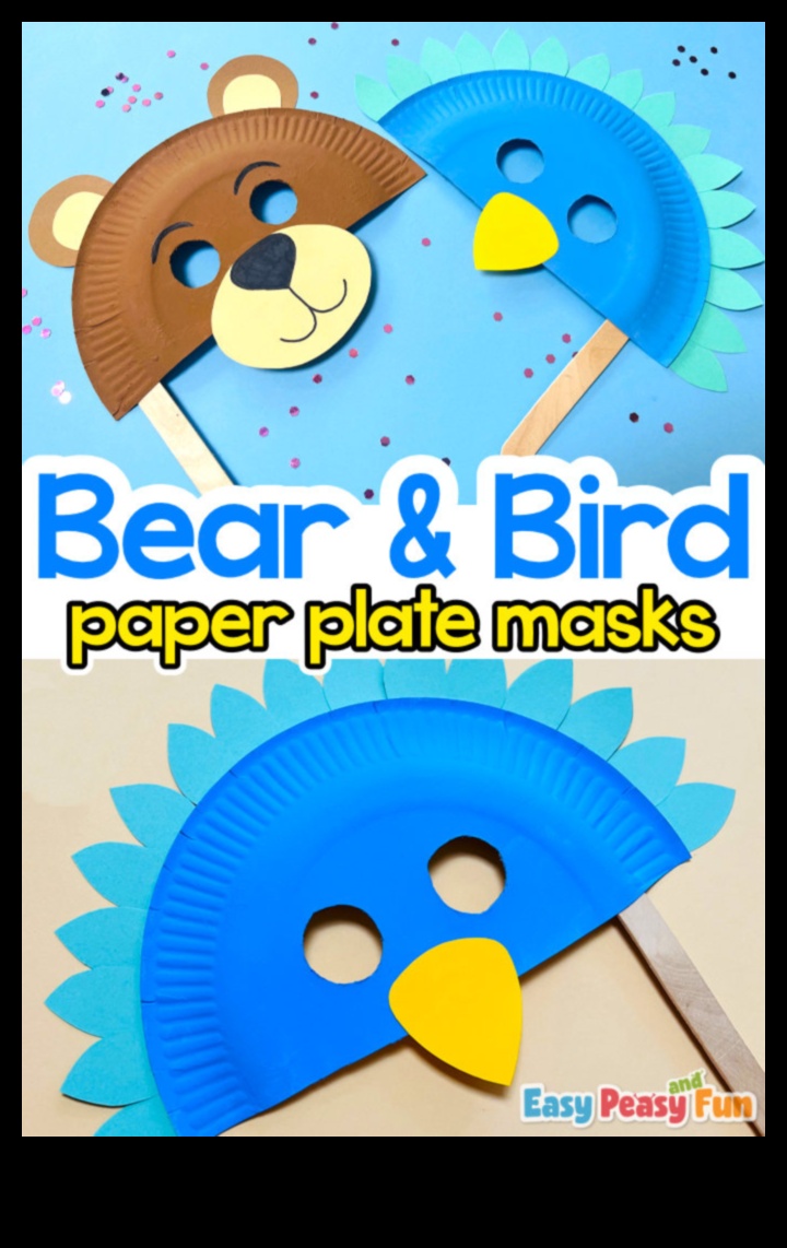 Măști pentru farfurii de hârtie pentru copii DIY: crearea de personaje imaginative
